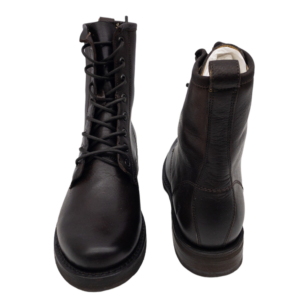 Frye Dark Brown Veronica Leather Lace Up Heeled Combat Boots 7.5 - Picture 7 of 12